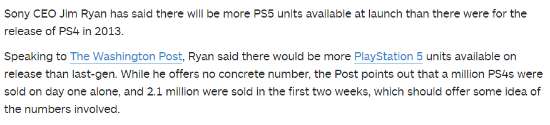 【单机】索尼CEO：PS5的供货量会比PS4发售时更多