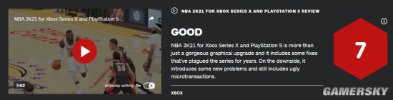 【单机】《NBA 2K21》次世代版IGN 7分：氪金系统令人不喜