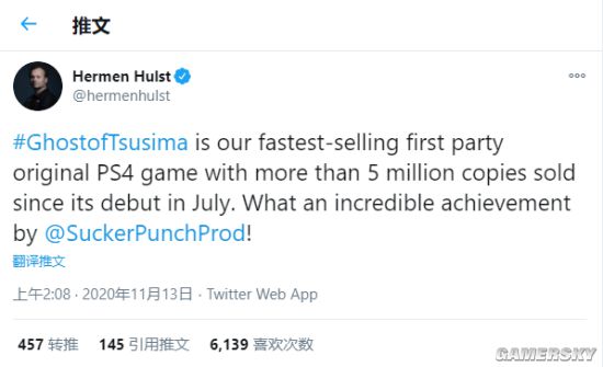 【单机】《对马岛之魂》成索尼卖得最快的第一方游戏 累计销量已突破500万份